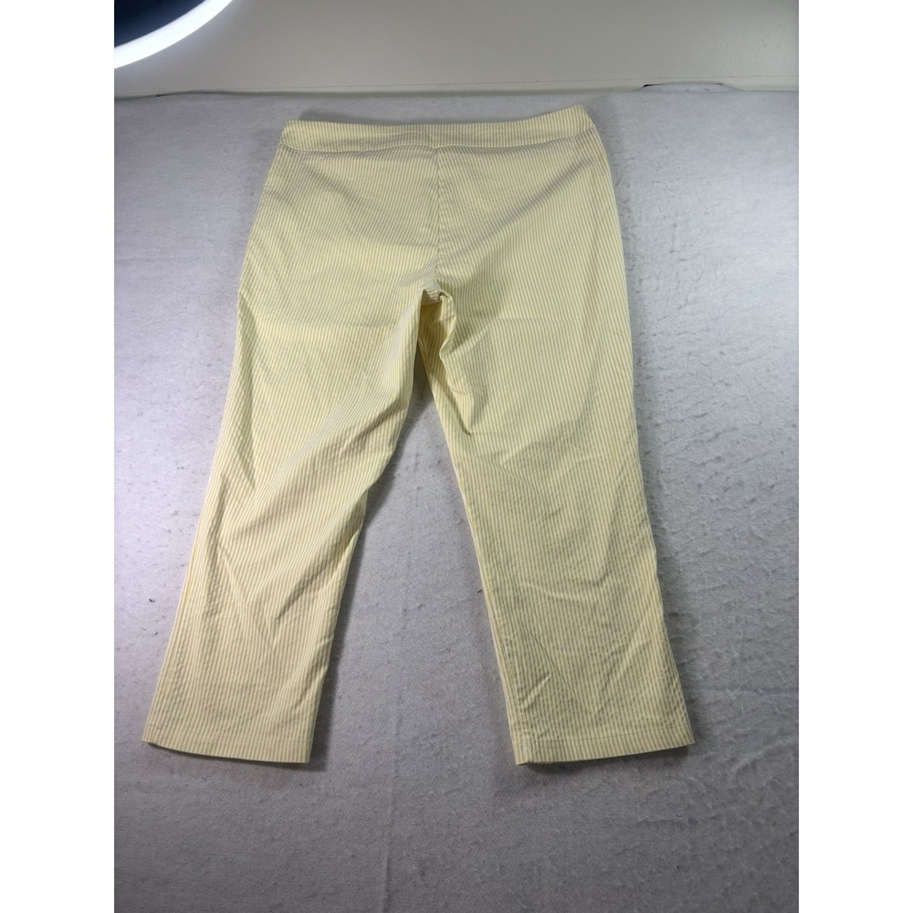 Nanette Lepore Tapered Pants L (34x22) Yellow Seersucker Stretch Pull On Preppy - Picture 8 of 8